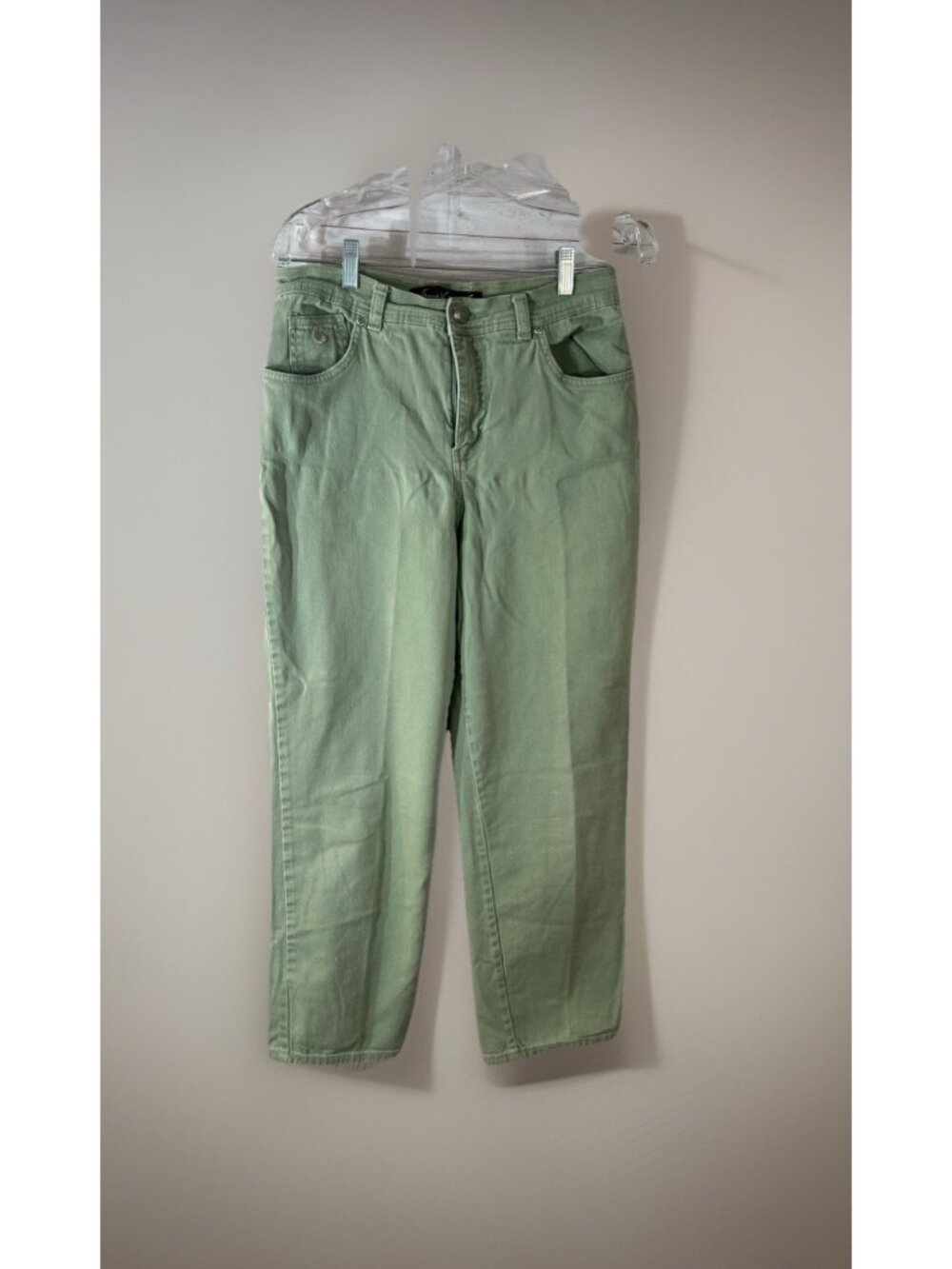 Gloria Vanderbilt Ladies Size 10 Short Green 5 Pocket Denim Straight Leg Jeans